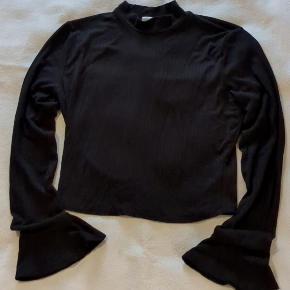 Sadie & Sage Black Ribbed Cropped Top